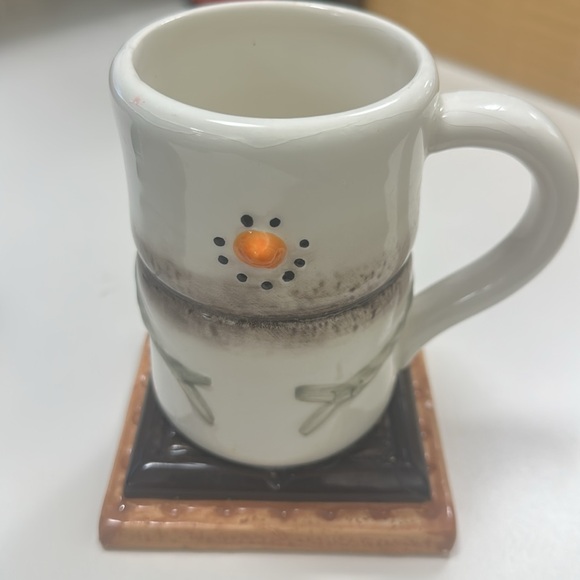 S'mores Coffee/Hot Cocoa Dolomite Mug - White and Brown - Picture 3 of 6